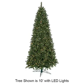 10'Hx58"W Fluff-Free Monroe Pine LED-Lighted Artificial Christmas Tree w/Stand -Green