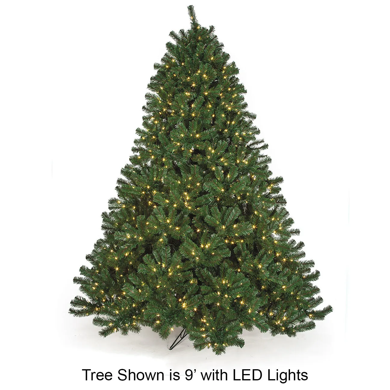 10'Hx92"W Fluff-Free Deluxe Virginia Pine LED-Lighted Artificial Christmas Tree w/Stand -Green