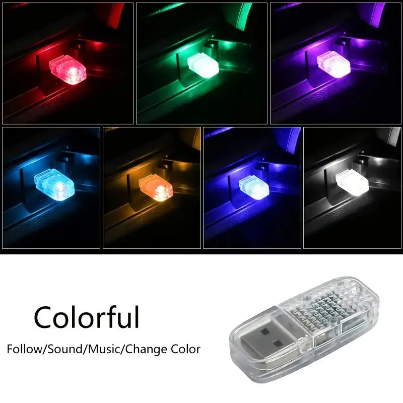 12-Pieces: Colorful Lights Car USB Atmosphere Lights