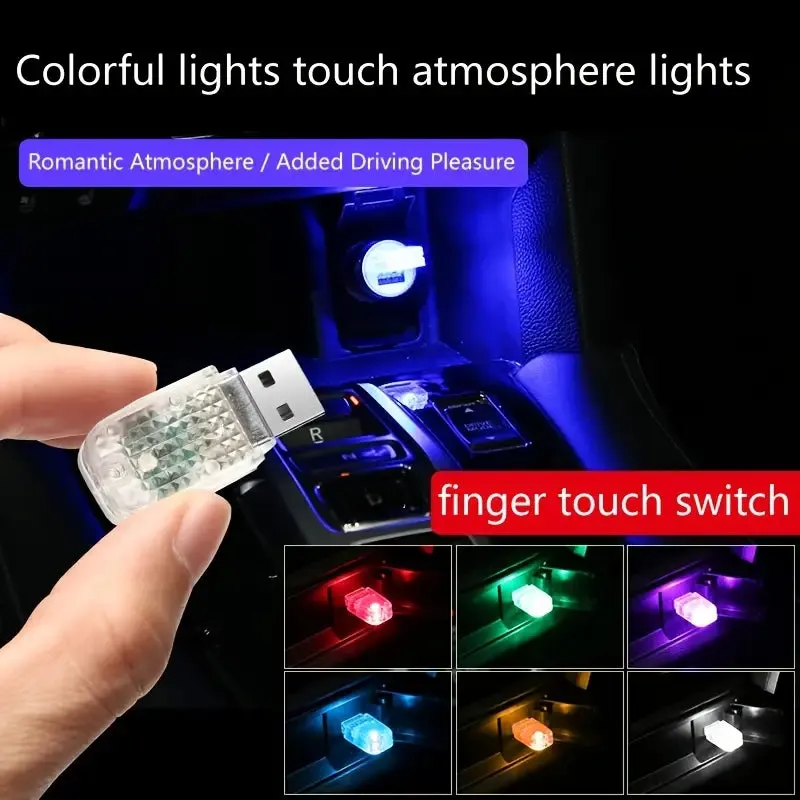 12-Pieces: Colorful Lights Car USB Atmosphere Lights