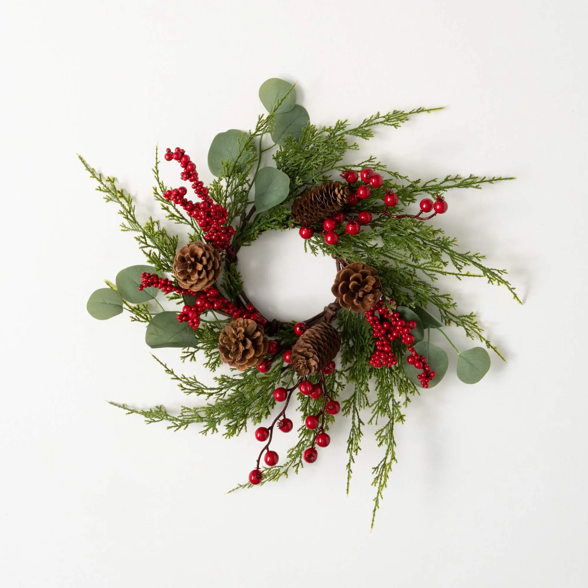 15"H Sullivans Cedar Berry Christmas Mini Wreath, Green