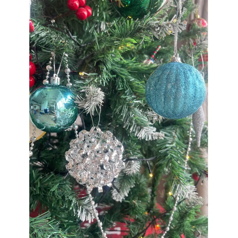 16 pcs, Blue, White & Silver Colour Hanging Christmas Tree Ornaments