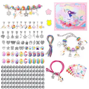 165PCs Beaded Unicorn Children's Bracelet Handmade DIY Rubber Headband Head Rope