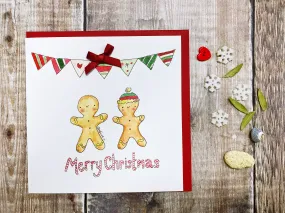 2 Gingerbread Christmas Card - Personalised