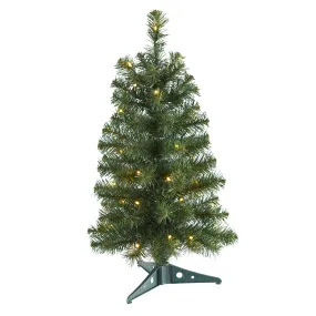 2' Green Artificial Christmas Tree with 35 LED Lights and 72 Bendable Braches