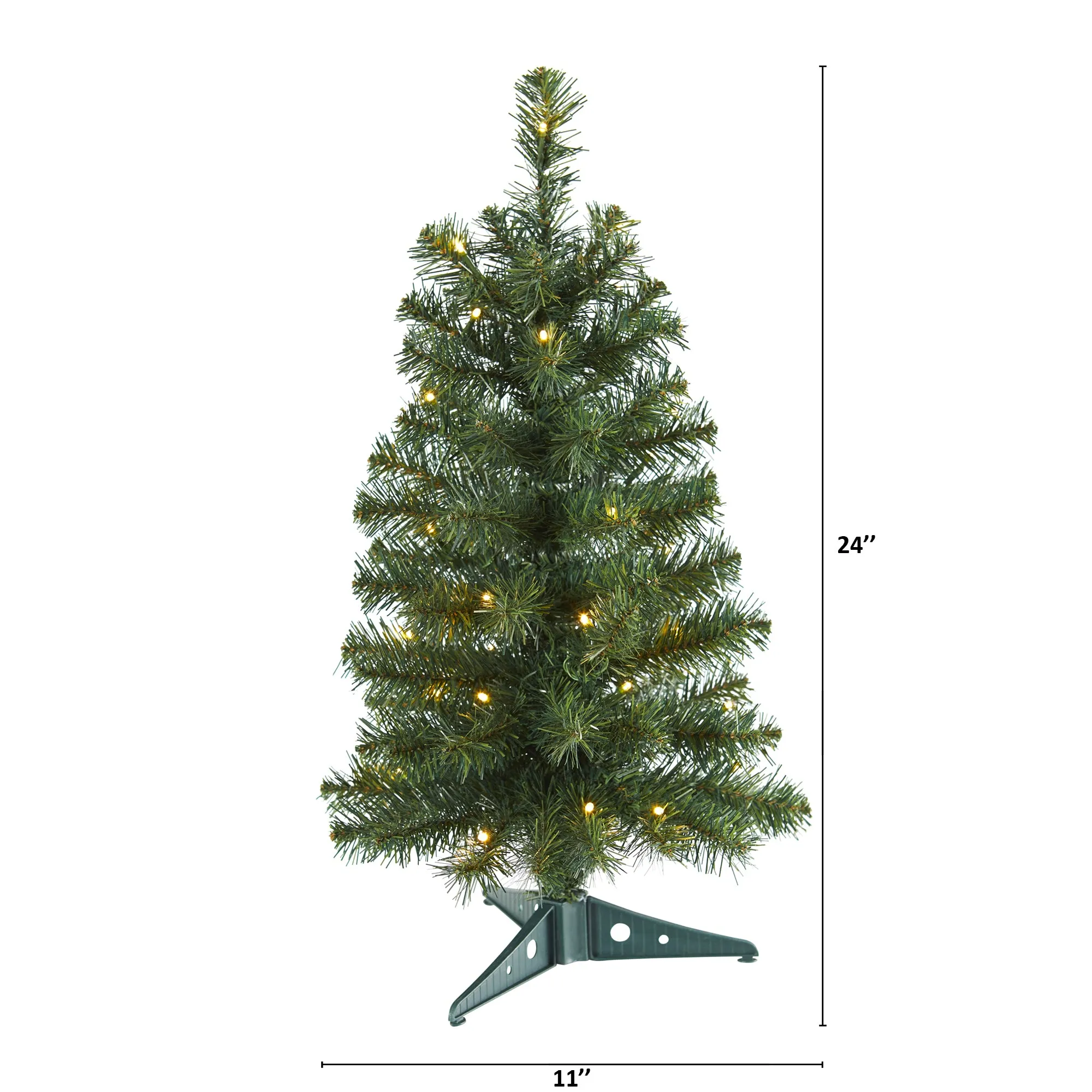 2' Green Artificial Christmas Tree with 35 LED Lights and 72 Bendable Braches