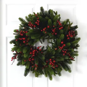 22” Pine, Pinecone and Berry Artificial Wreath