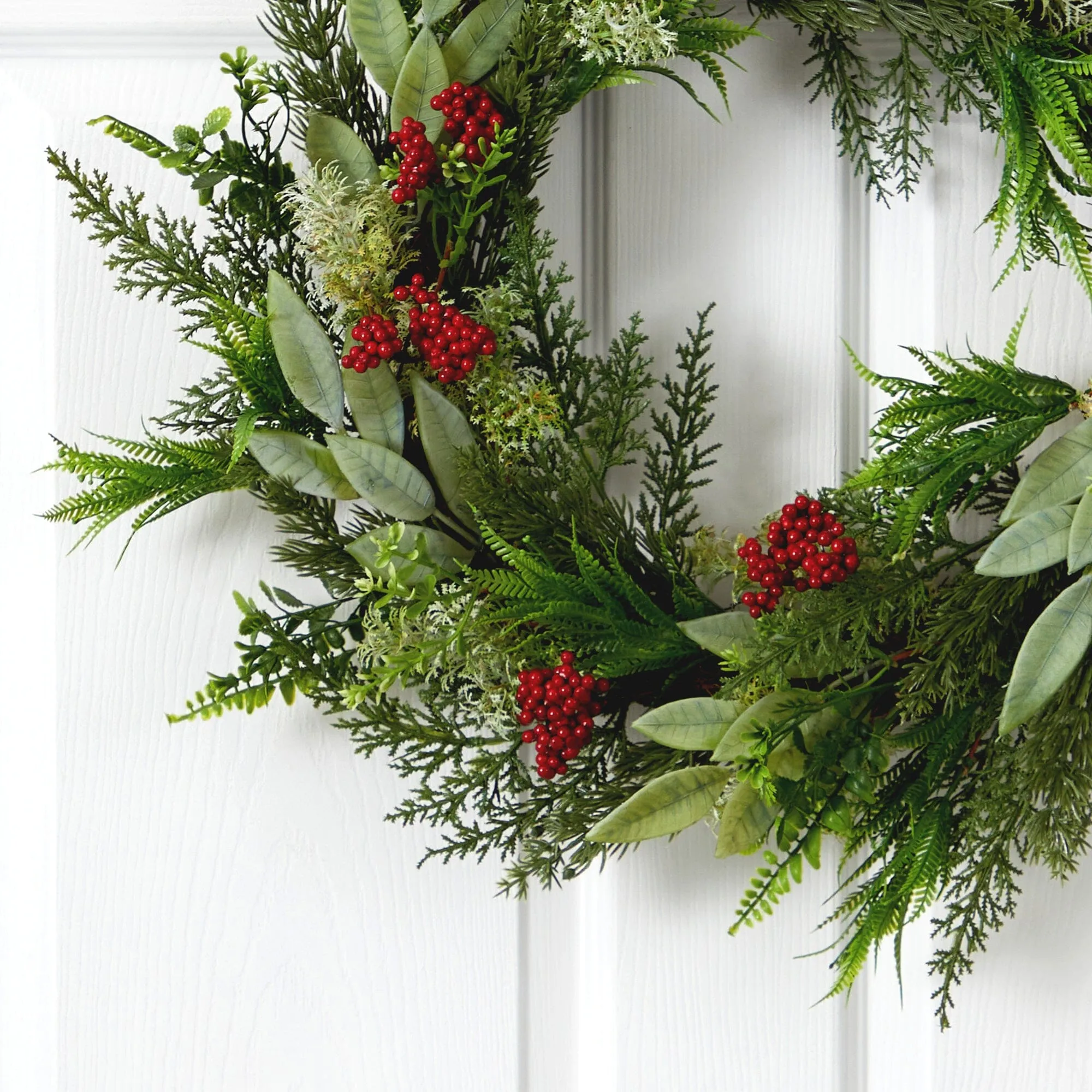 24” Cedar, Eucalyptus and Berries Artificial Christmas Wreath