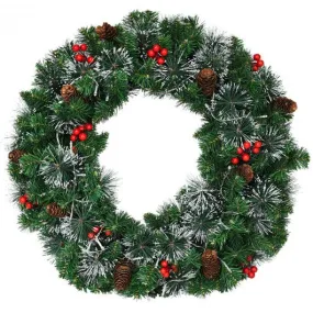 24" Pre-lit Christmas Spruce Wreath with 8 Flash Modes