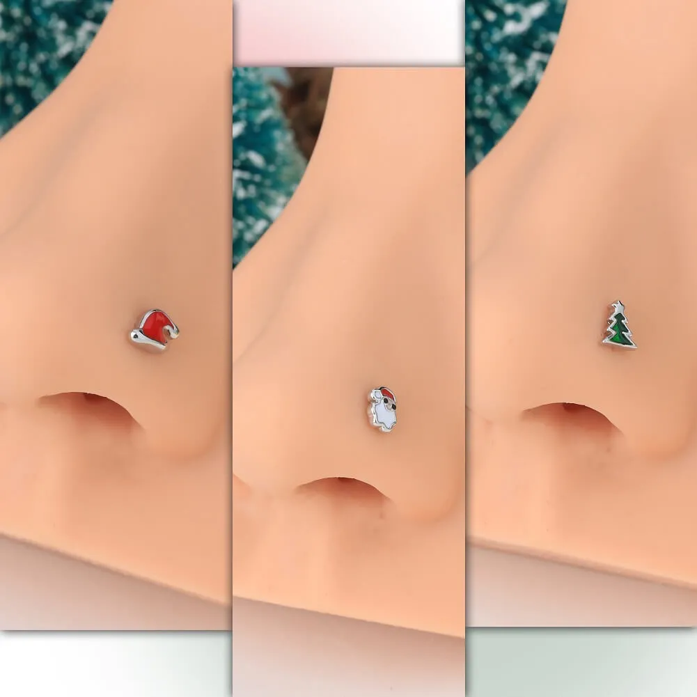 3PCS 20G Christmas Theme Nose Studs Piercing Jewelry