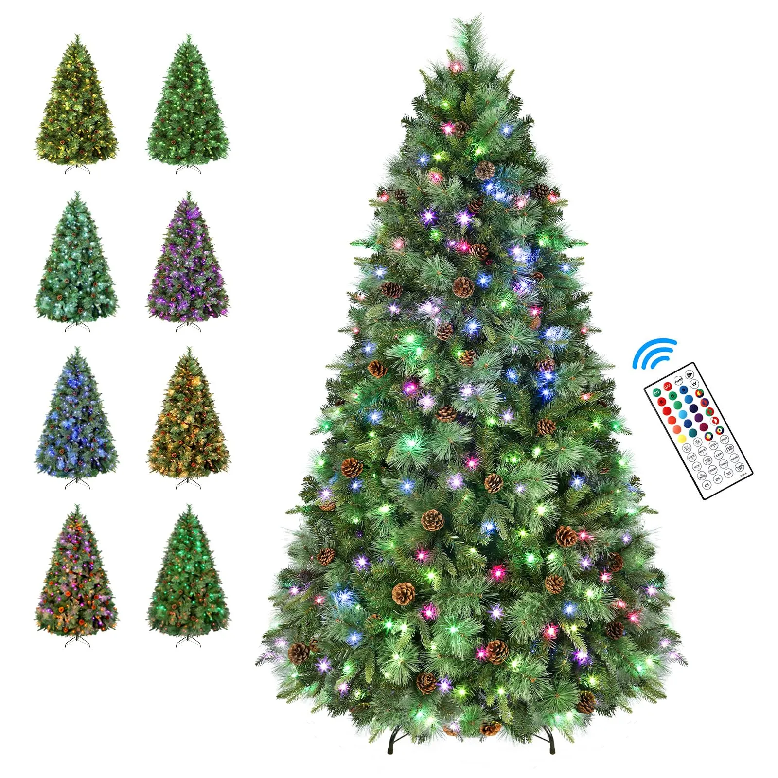 4ft Prelit Led Color Changing RGB Lights Artificial Hinged Christmas Pine Tree with Remote Control