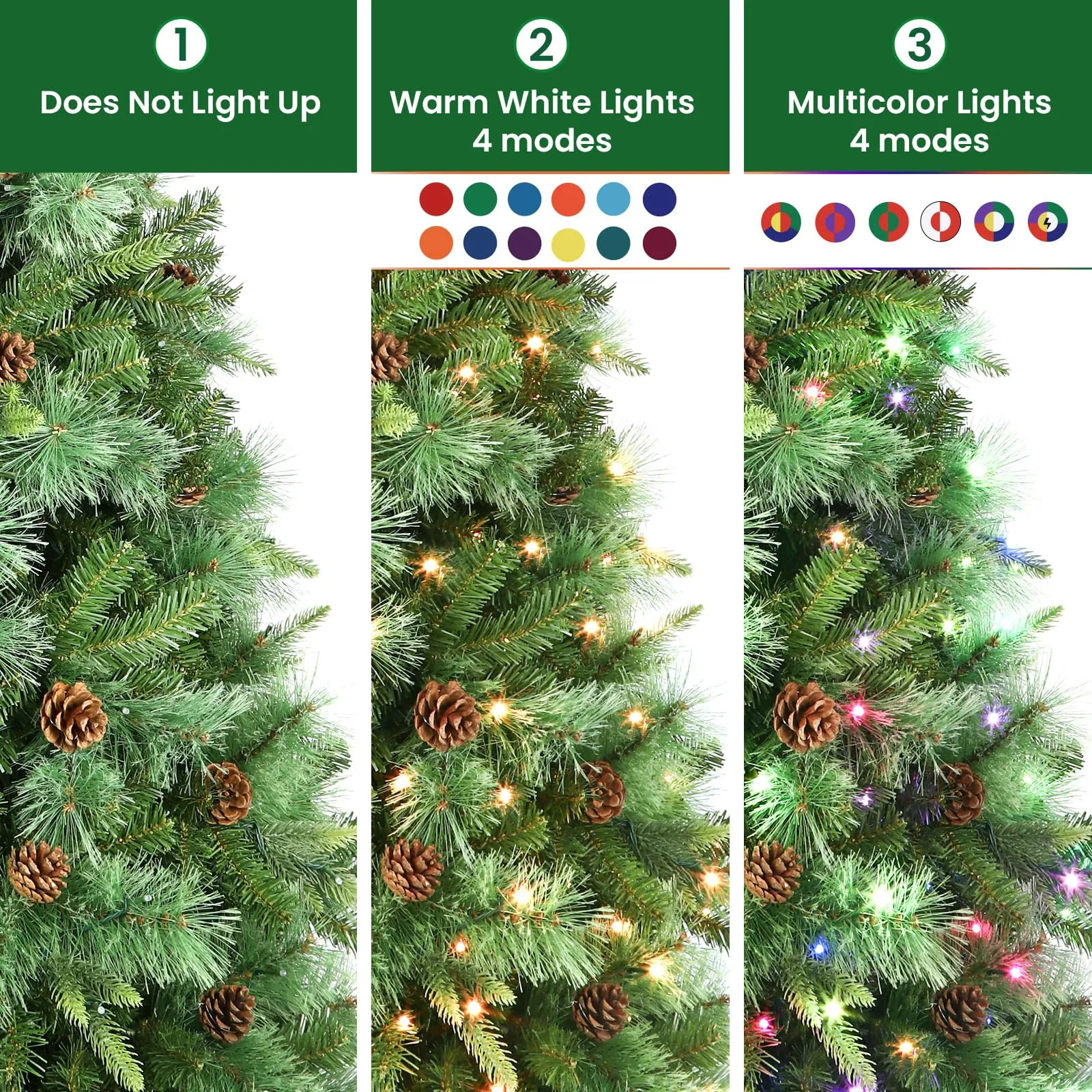 4ft Prelit Led Color Changing RGB Lights Artificial Hinged Christmas Pine Tree with Remote Control