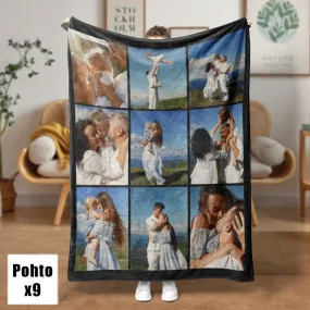 4FunGift® Family Travel Souvenir Photos Nine Grid Photos Customized Blankets