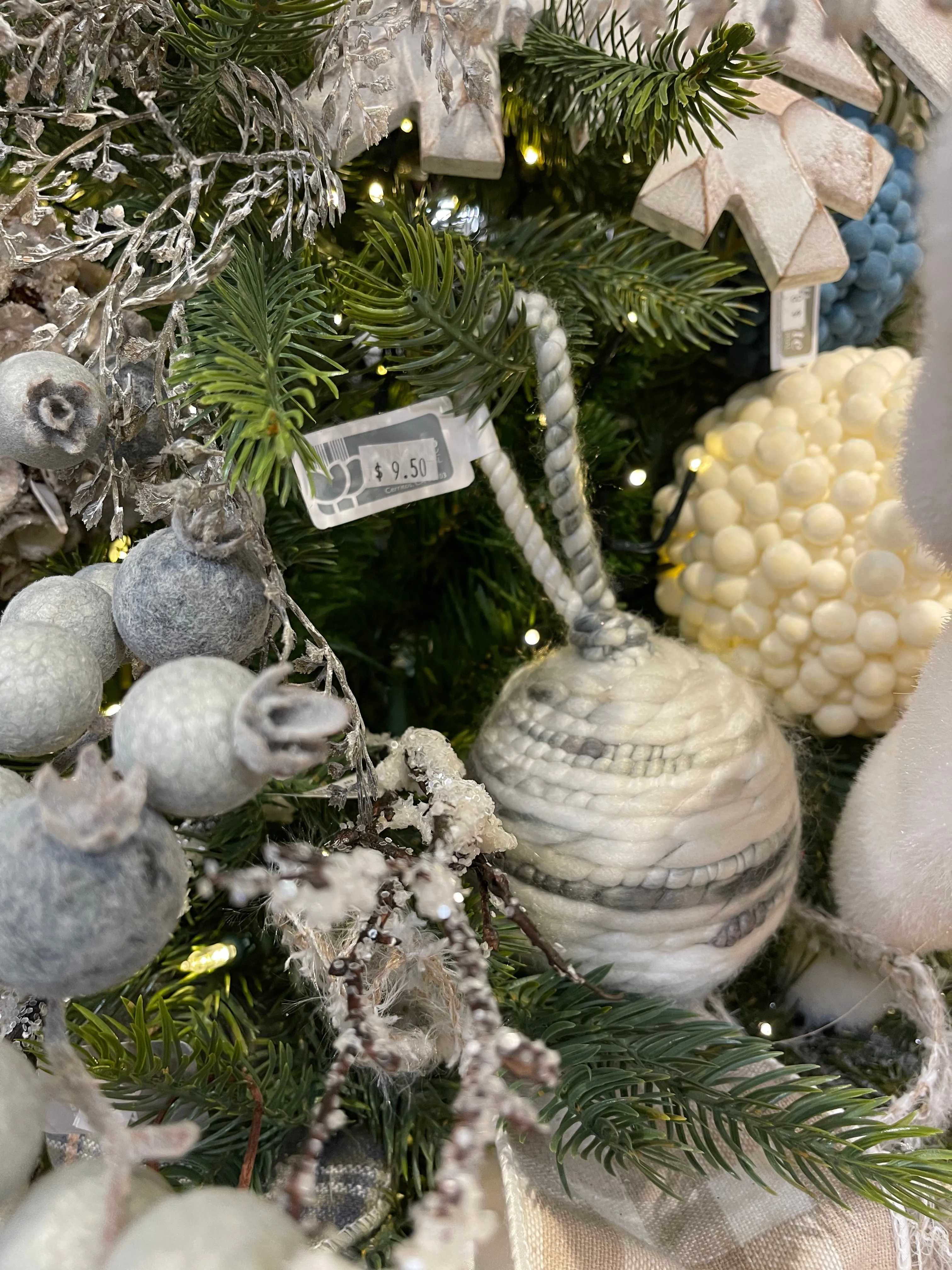 4" Gray & White Yarn Ball Ornament