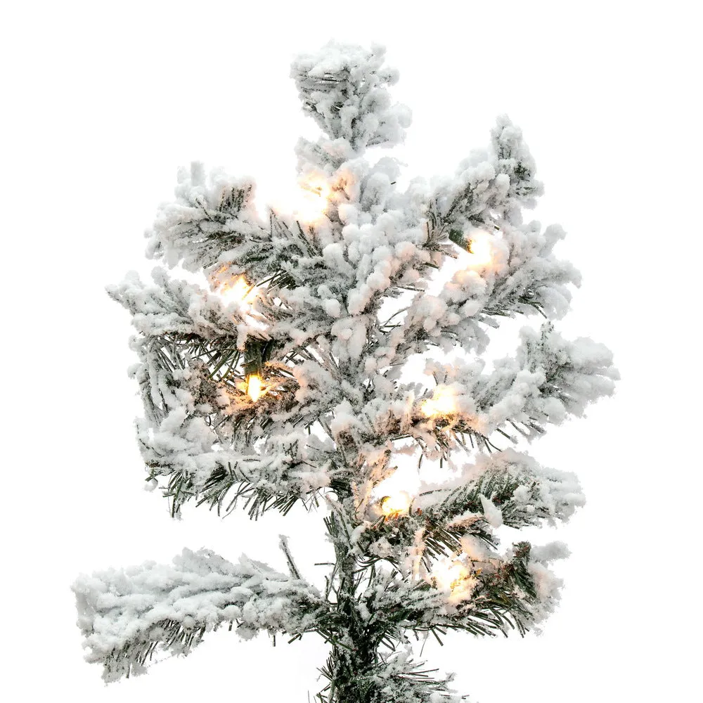 5.5' Flocked Alaskan Pine Artificial Christmas Tree Clear Dura-Lit lights