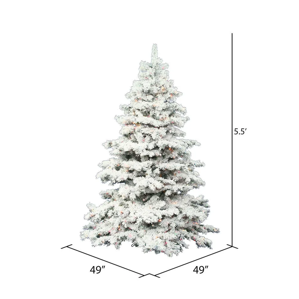 5.5' Flocked Alaskan Pine Artificial Christmas Tree Clear Dura-Lit lights