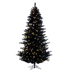 5.5' x 43" Flocked Black Fir Christmas Tree Warm White LED Mini Lights