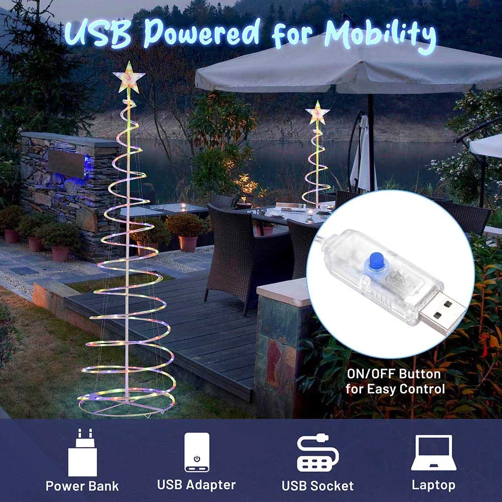 6' LED Spiral Xmas Tree USB Powered Outdoor/Indoor