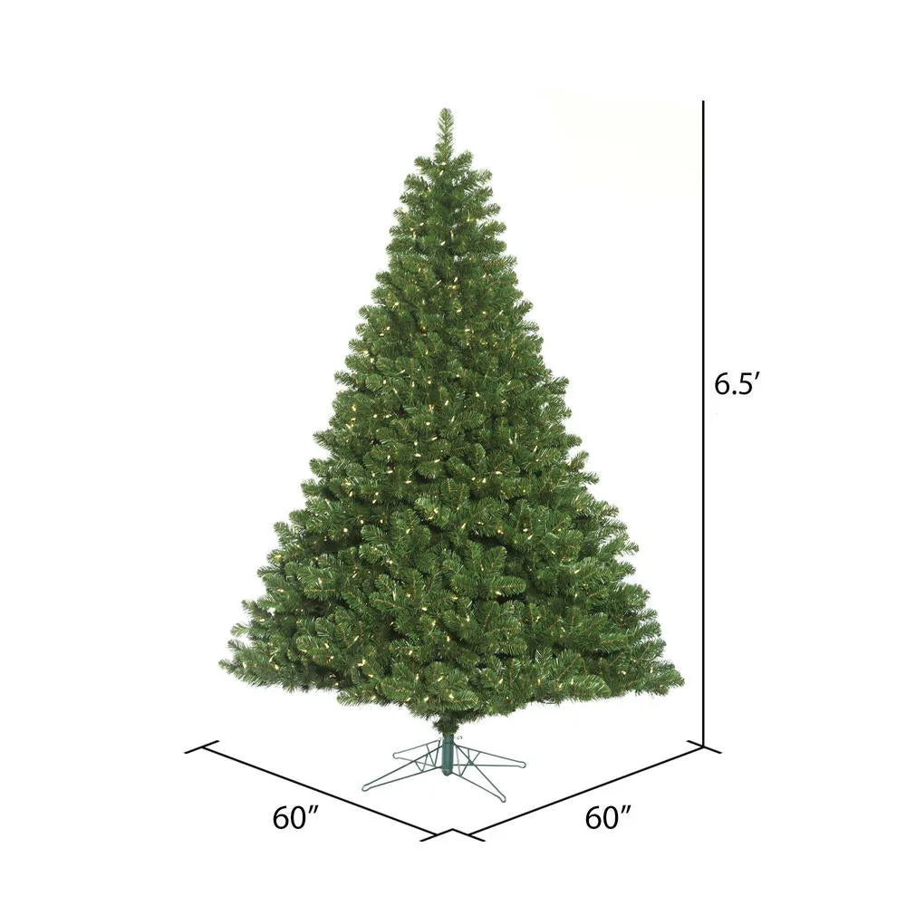 6.5' Oregon Fir Artificial Christmas Tree Wide Angle Single Mold Warm White LED