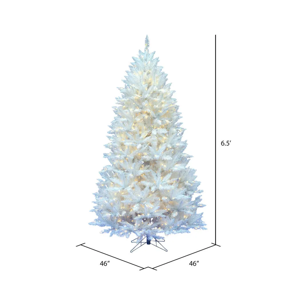 6.5' Sparkle White Spruce Artificial Christmas Tree Pure White LED Lights