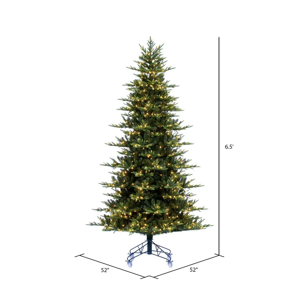 6.5' x 52" Vermont Fraser Fir Artificial Pre-lit Xmas Tree Warm White Lights