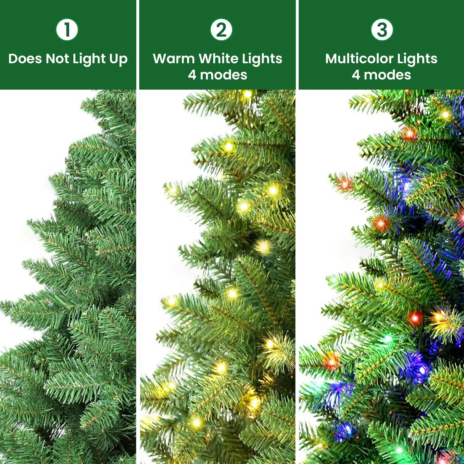 6ft Prelit Artificial Hinged Warm White & Color LED Changing Lights Christmas Tree with Remote