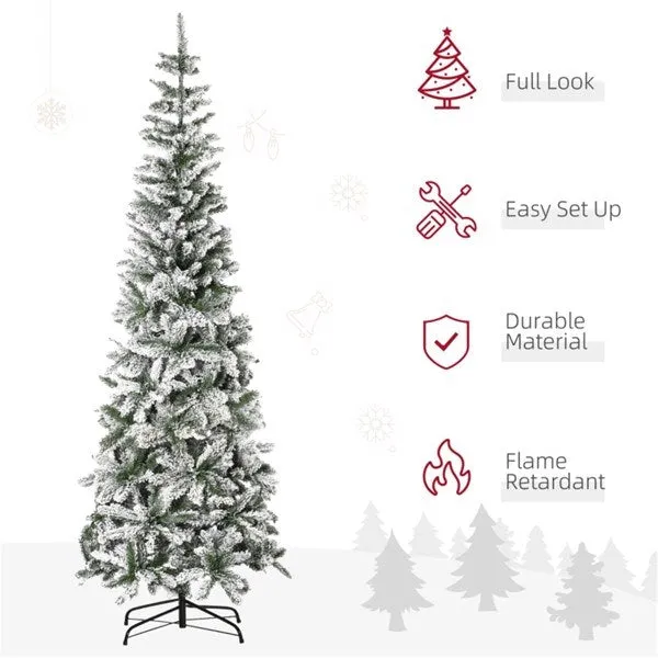 7.5ft Christmas tree slim flocked realistic branches 