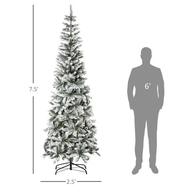 7.5ft Christmas tree slim flocked realistic branches 