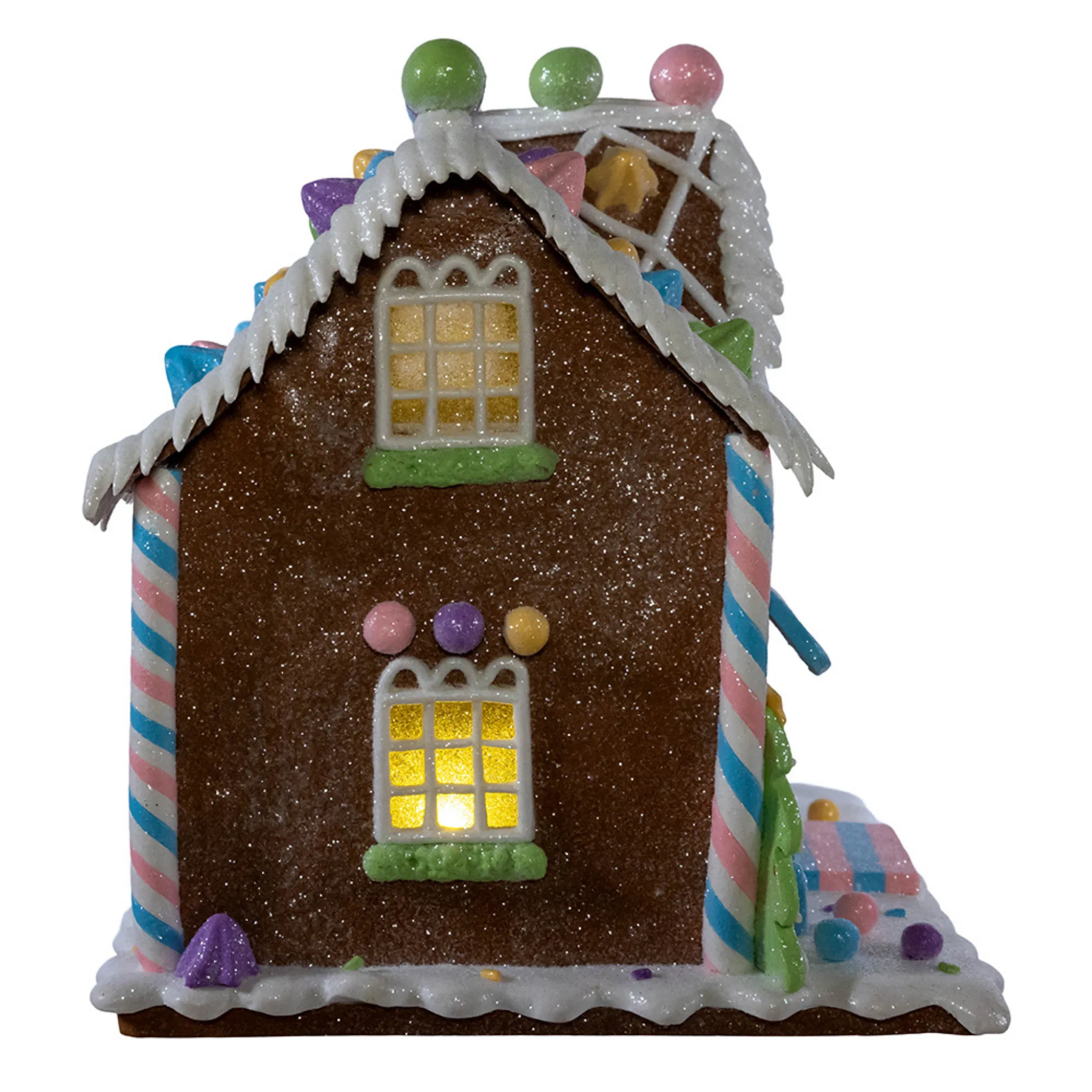 8.07" Battery Operated LED Lighted Gingerbread Bubblegum Factory