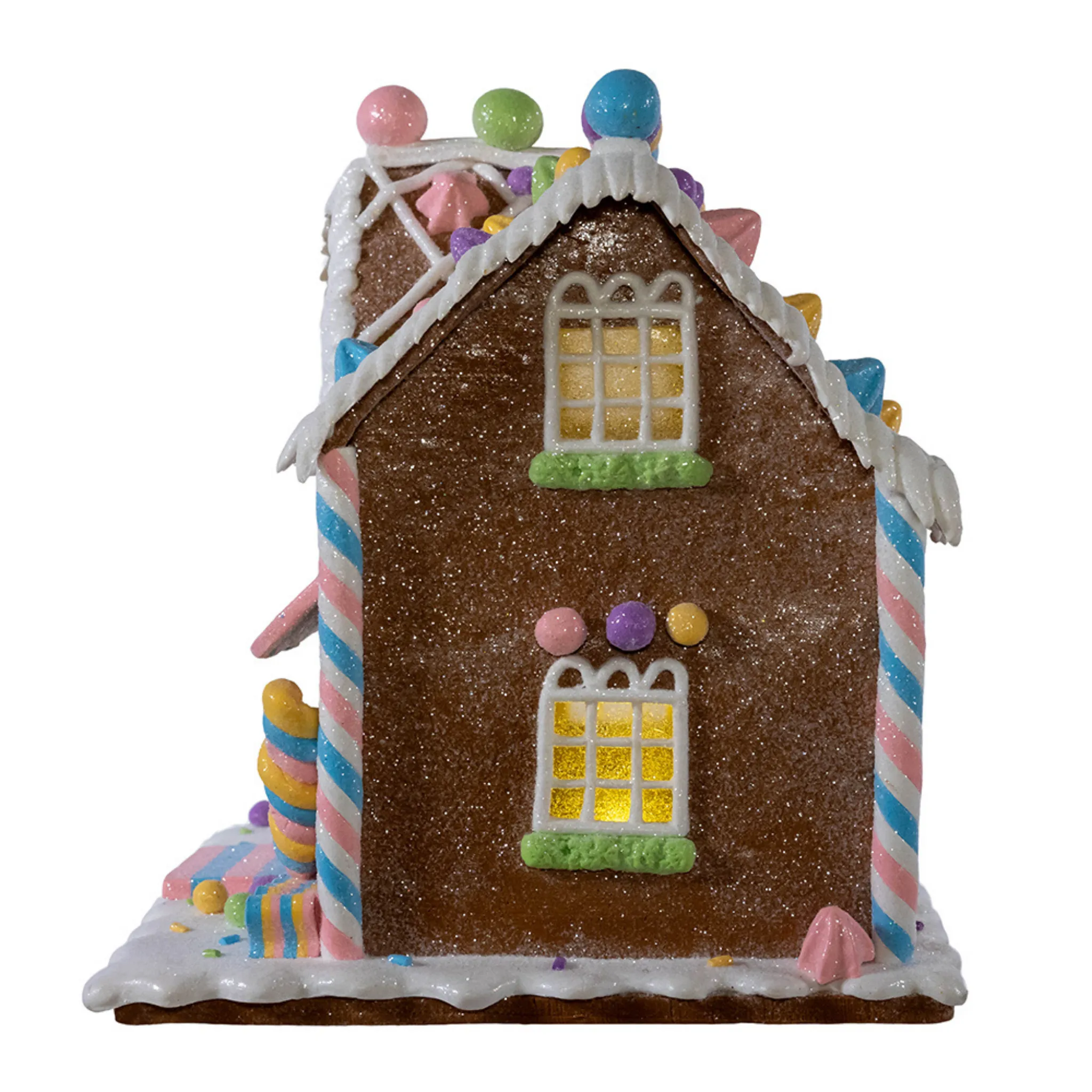 8.07" Battery Operated LED Lighted Gingerbread Bubblegum Factory