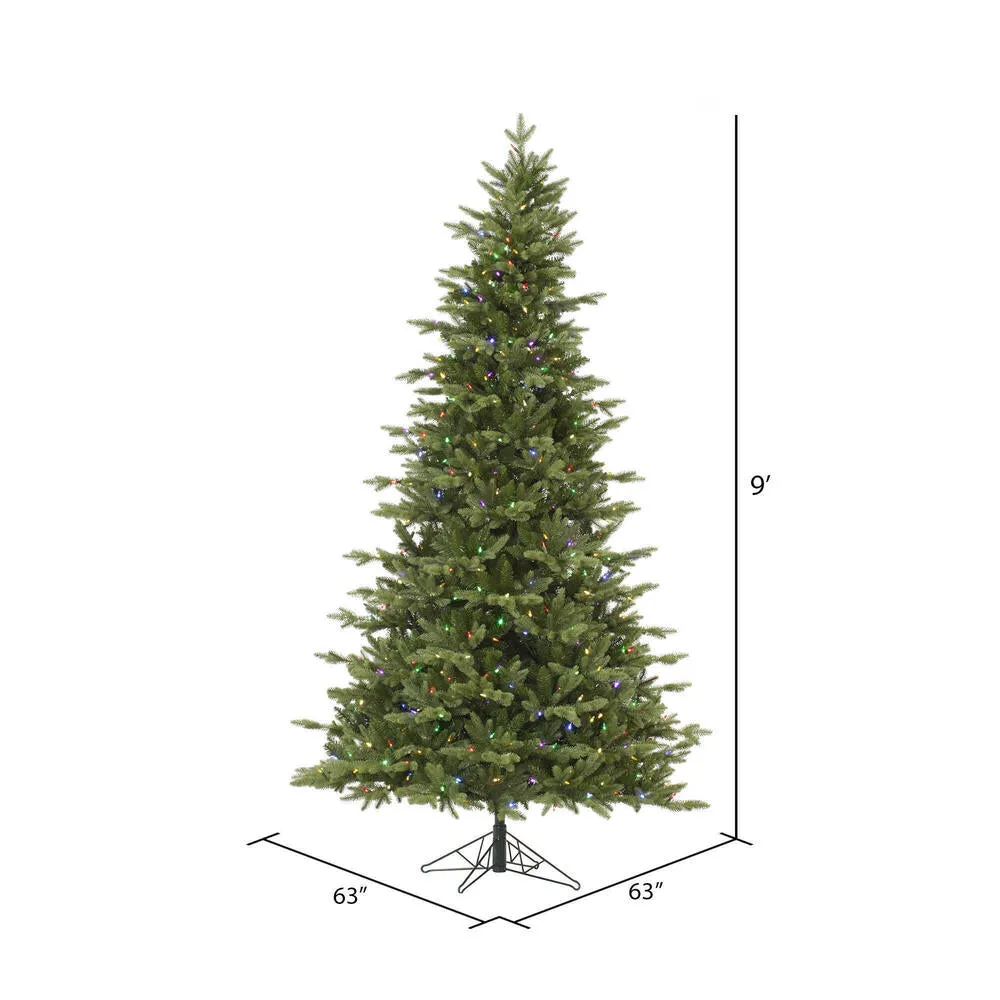 9' Fresh Balsam Fir Artificial Christmas Tree Multi-Colored Dura-Lit LED Lights