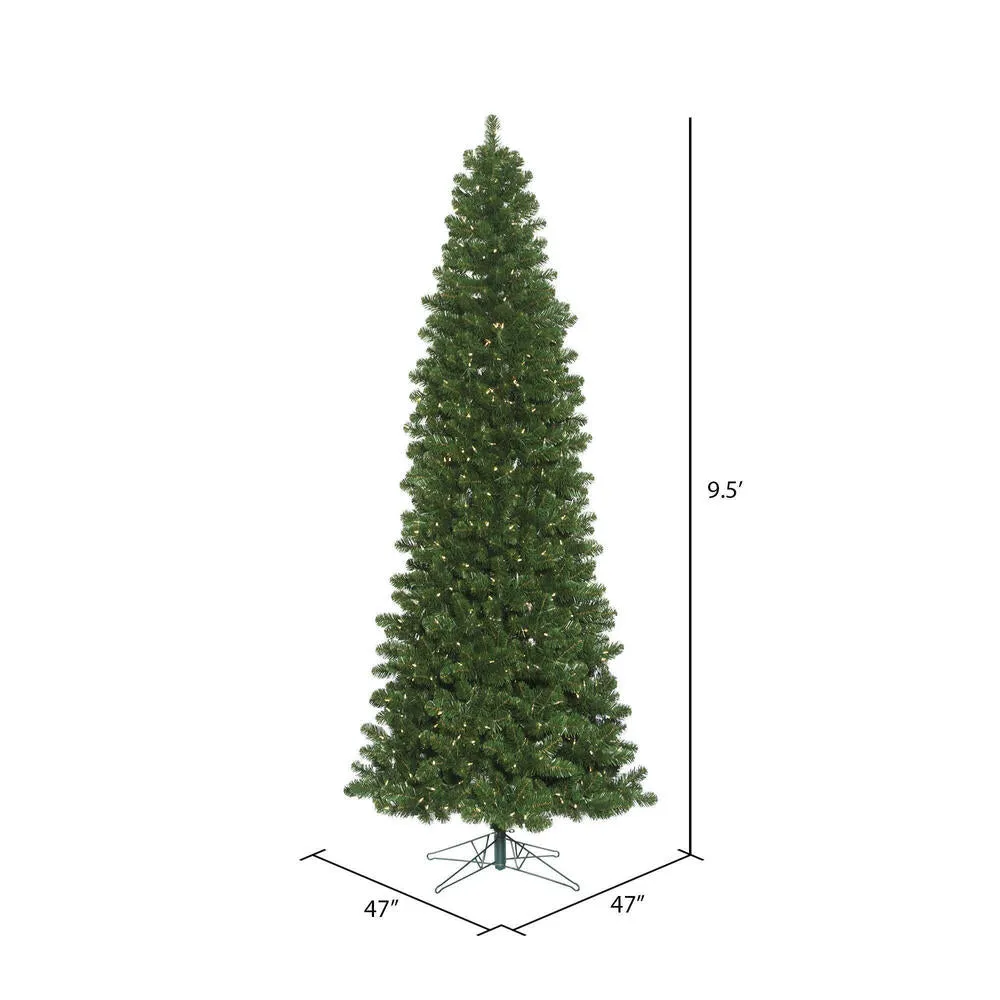 9' Oregon Fir Slim Artificial Xmas Tree Wide Angle Single Mold Warm White LED