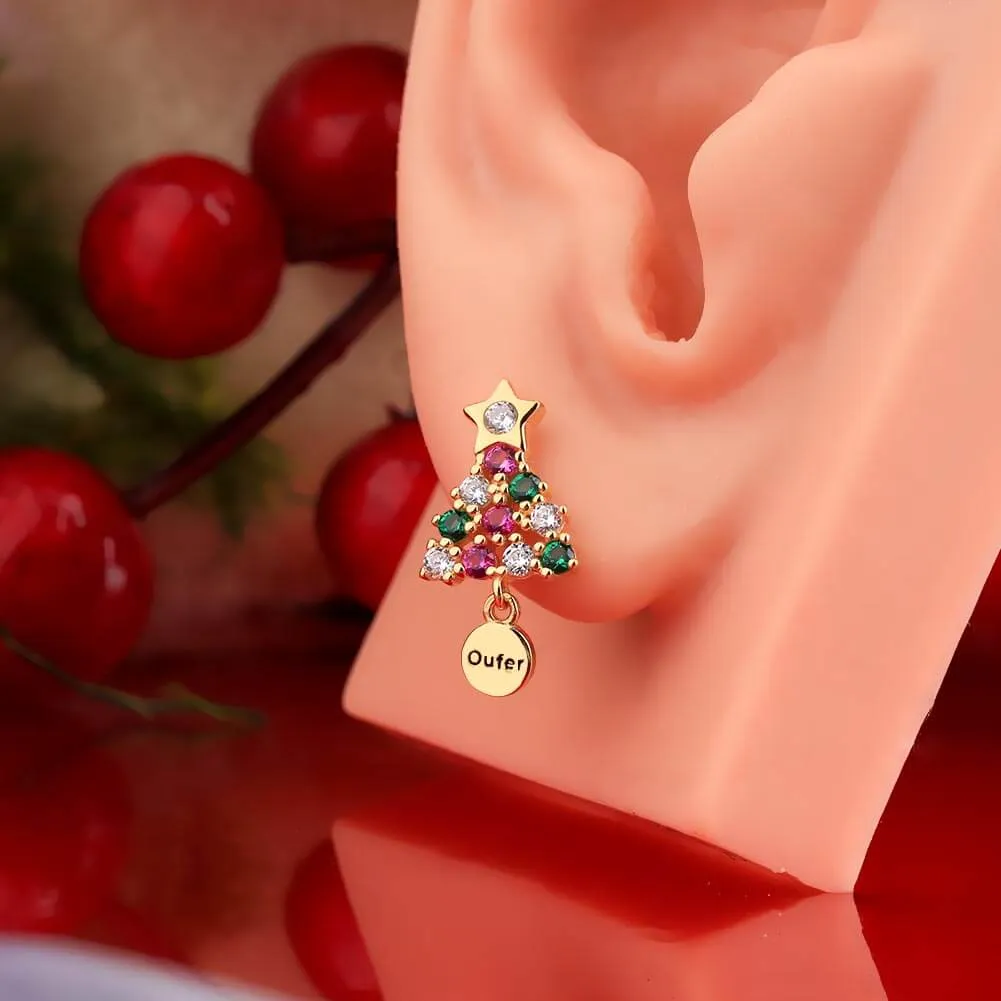 925 Sterling Silver Christmas Tree Stud Earrings