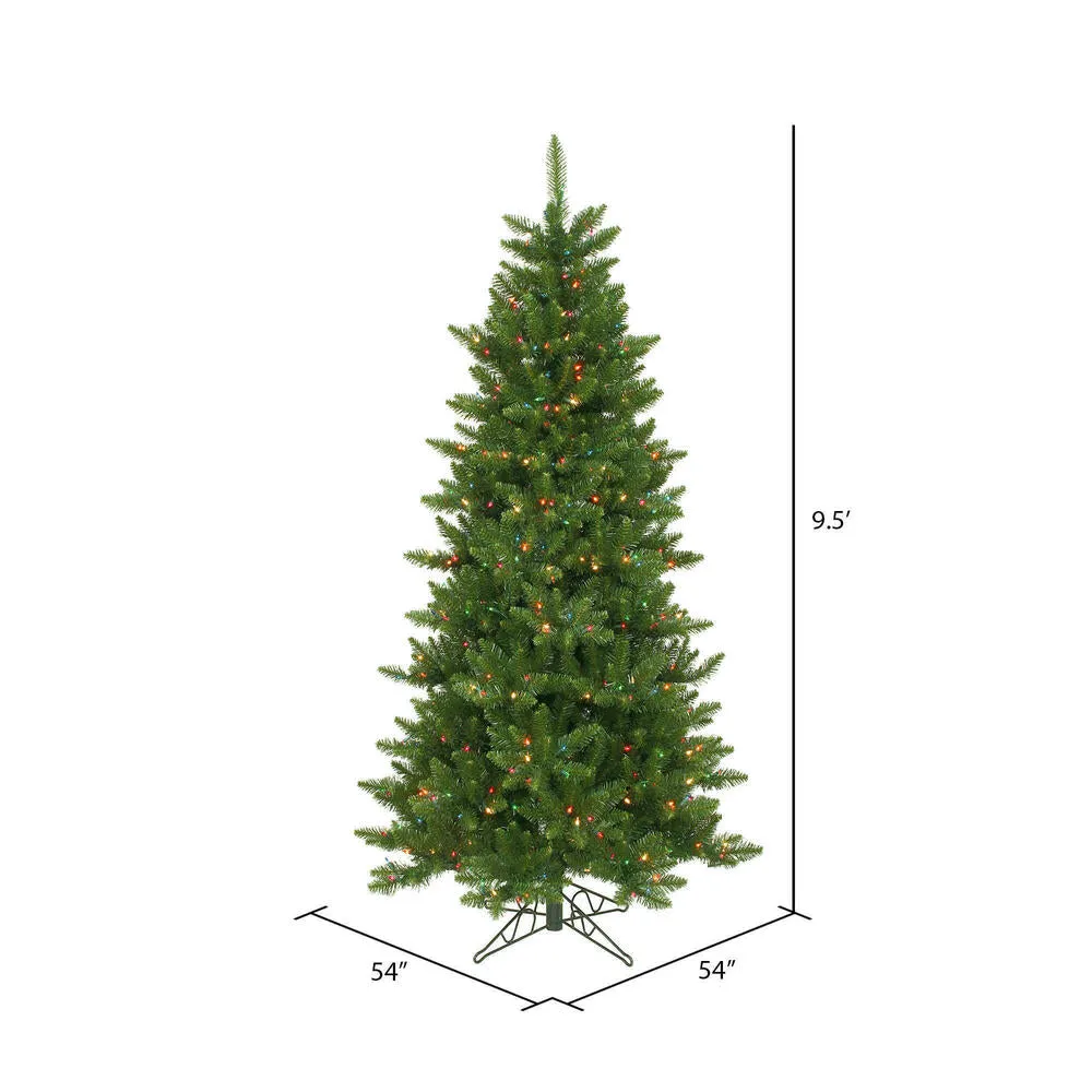 9.5' Camdon Fir Slim Artificial Christmas Tree Multi-Colored Dura-lit LED