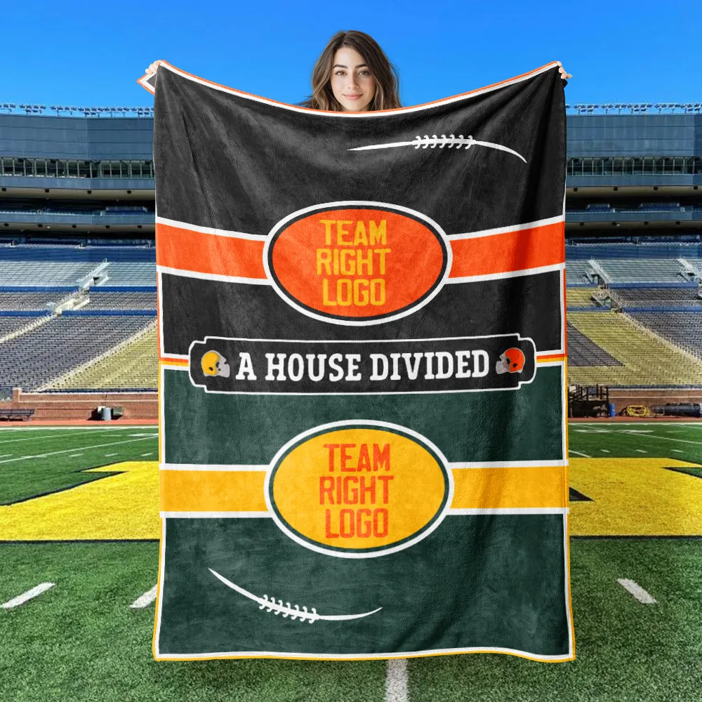 American Football House Divided Blanket Personalized Football Team Blanket Fan Gift