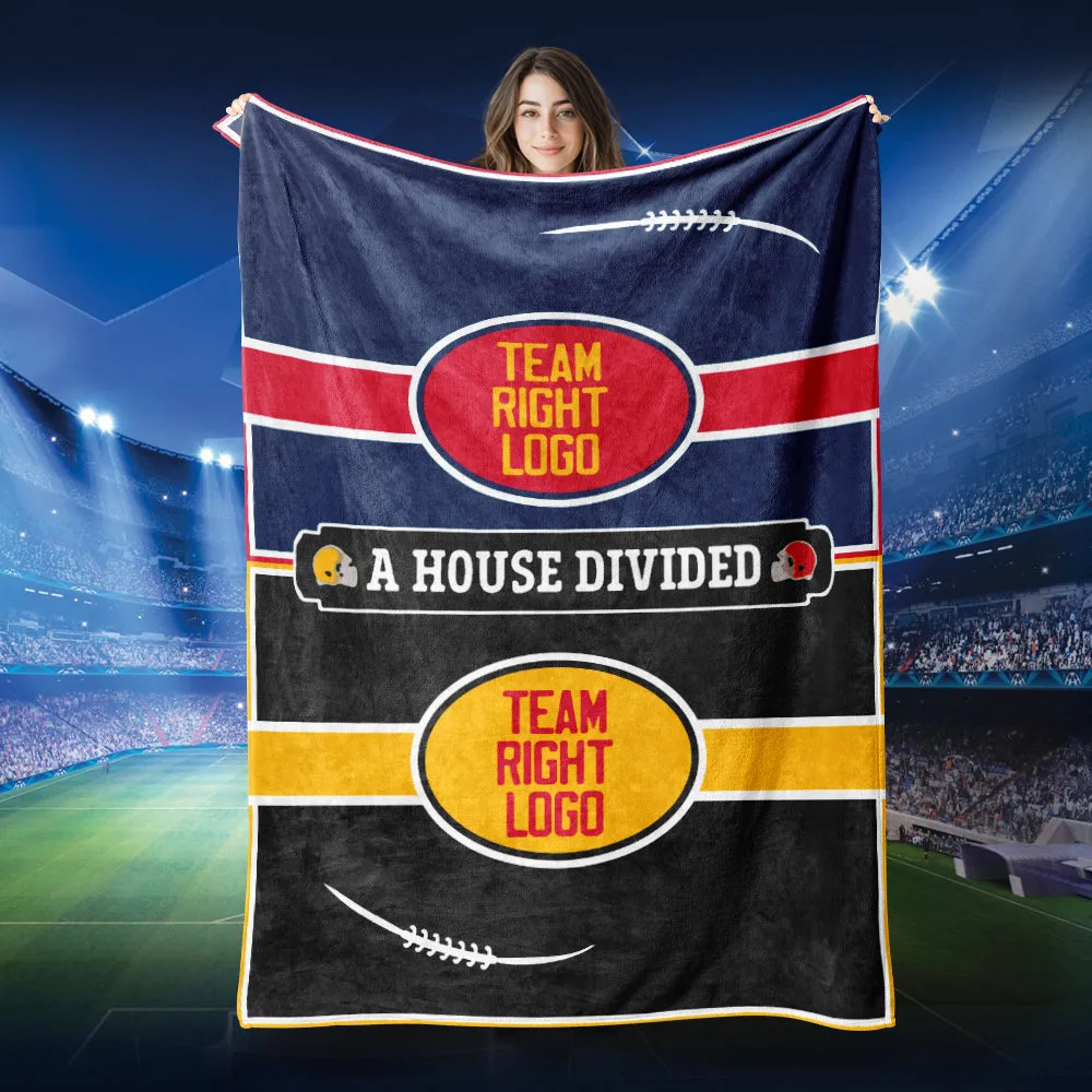 American Football House Divided Blanket Personalized Football Team Blanket Fan Gift