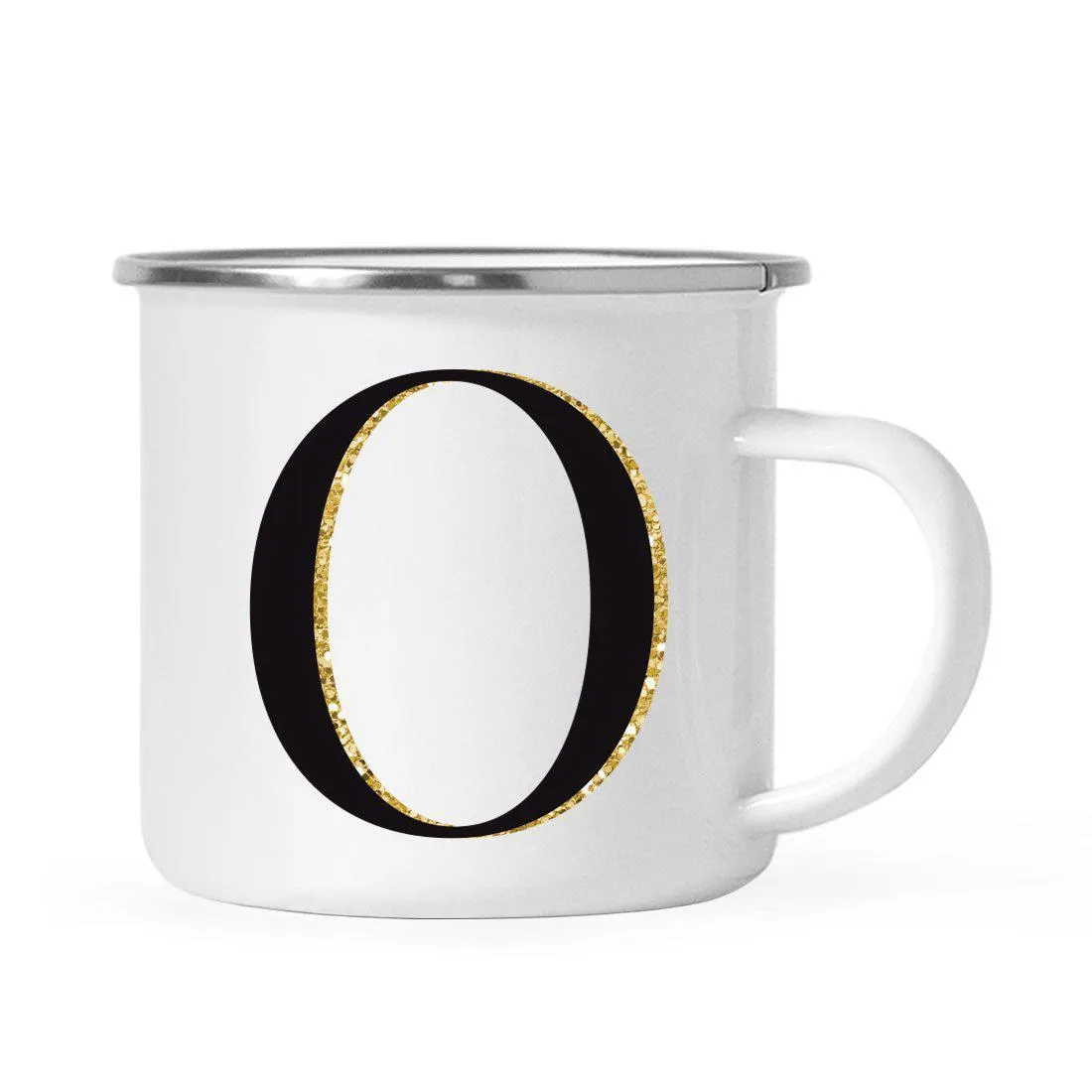 Andaz Press 11oz Black Faux Gold Glitter Monogram Campfire Coffee Mug