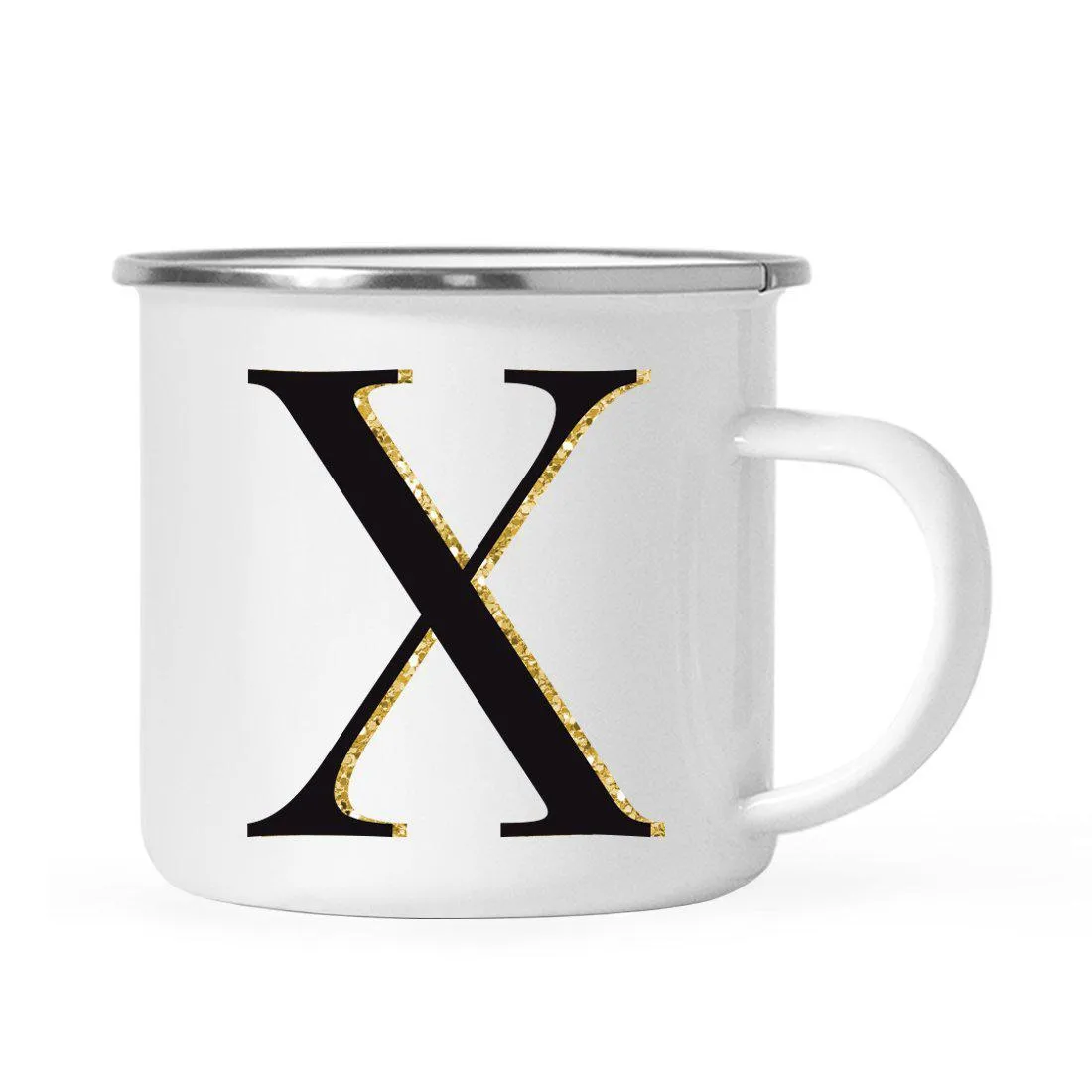 Andaz Press 11oz Black Faux Gold Glitter Monogram Campfire Coffee Mug