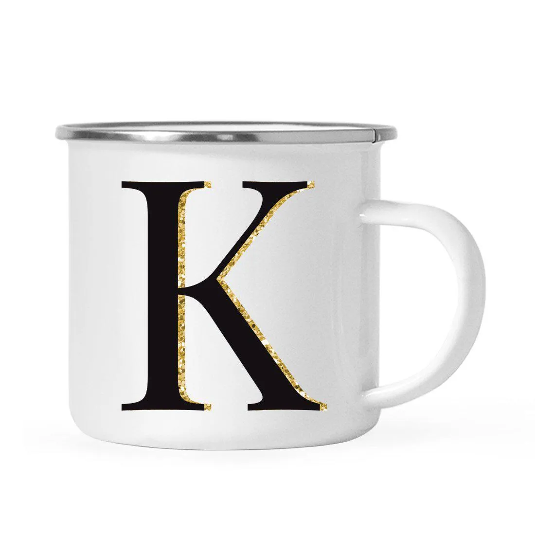 Andaz Press 11oz Black Faux Gold Glitter Monogram Campfire Coffee Mug