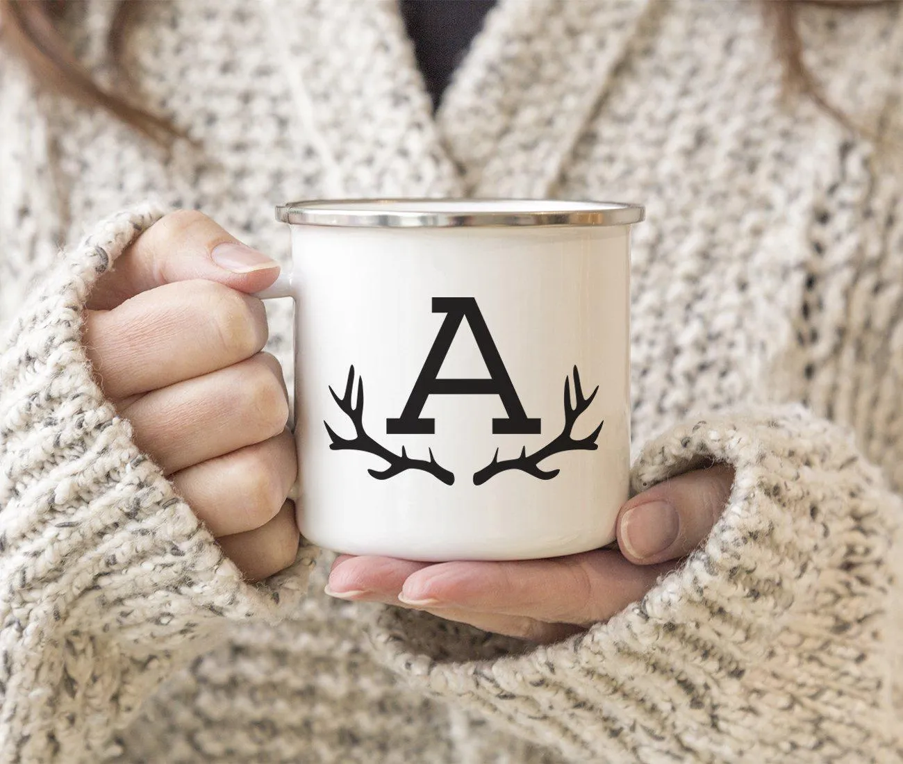 Andaz Press 11oz Deer Antler Monogram Campfire Coffee Mug