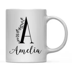 Andaz Press 11oz Personalized Elegant Black Monogram Coffee Mug