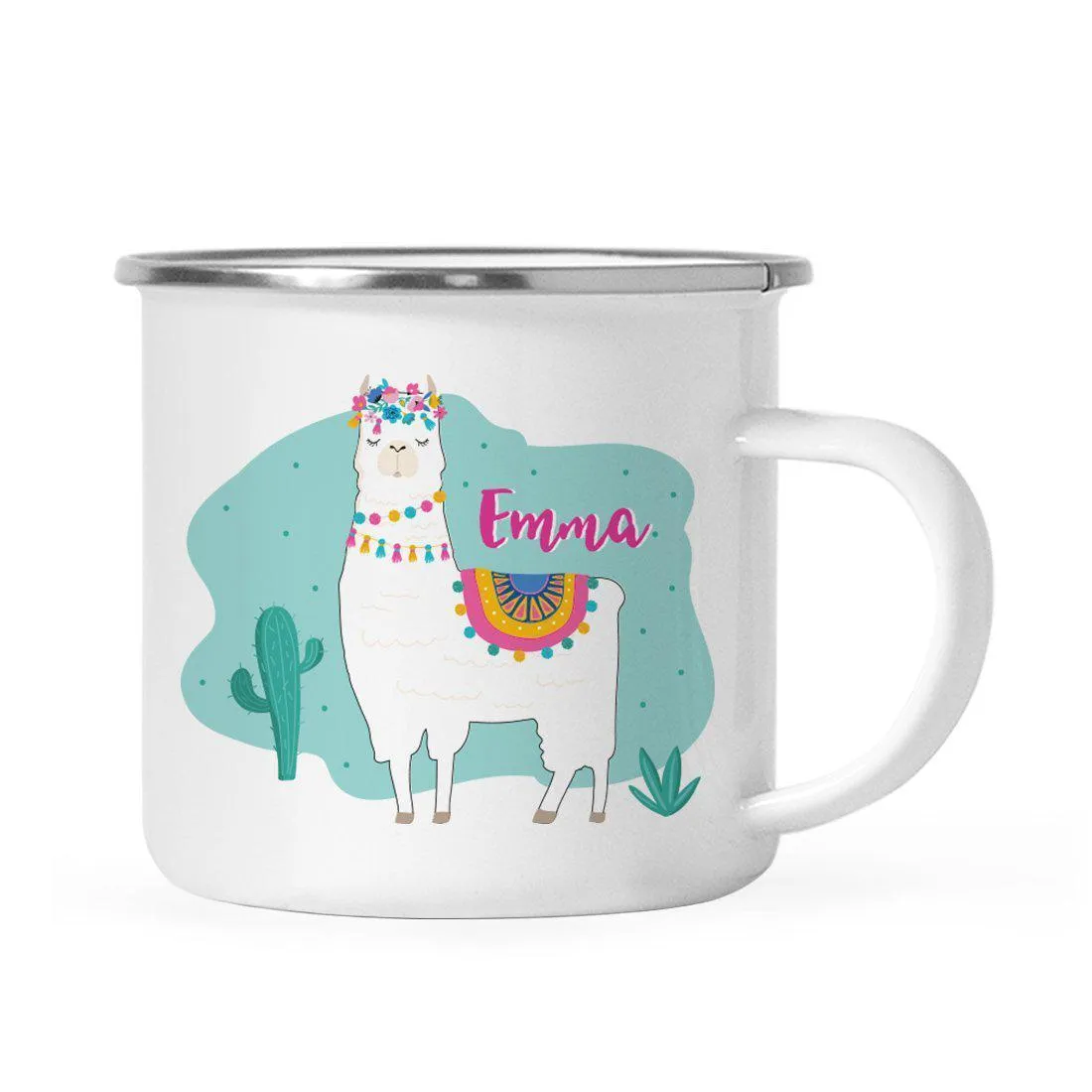 Andaz Press Personalized 11oz Llama and Cactus Baby Shower Party Campfire Metal Coffee Mug