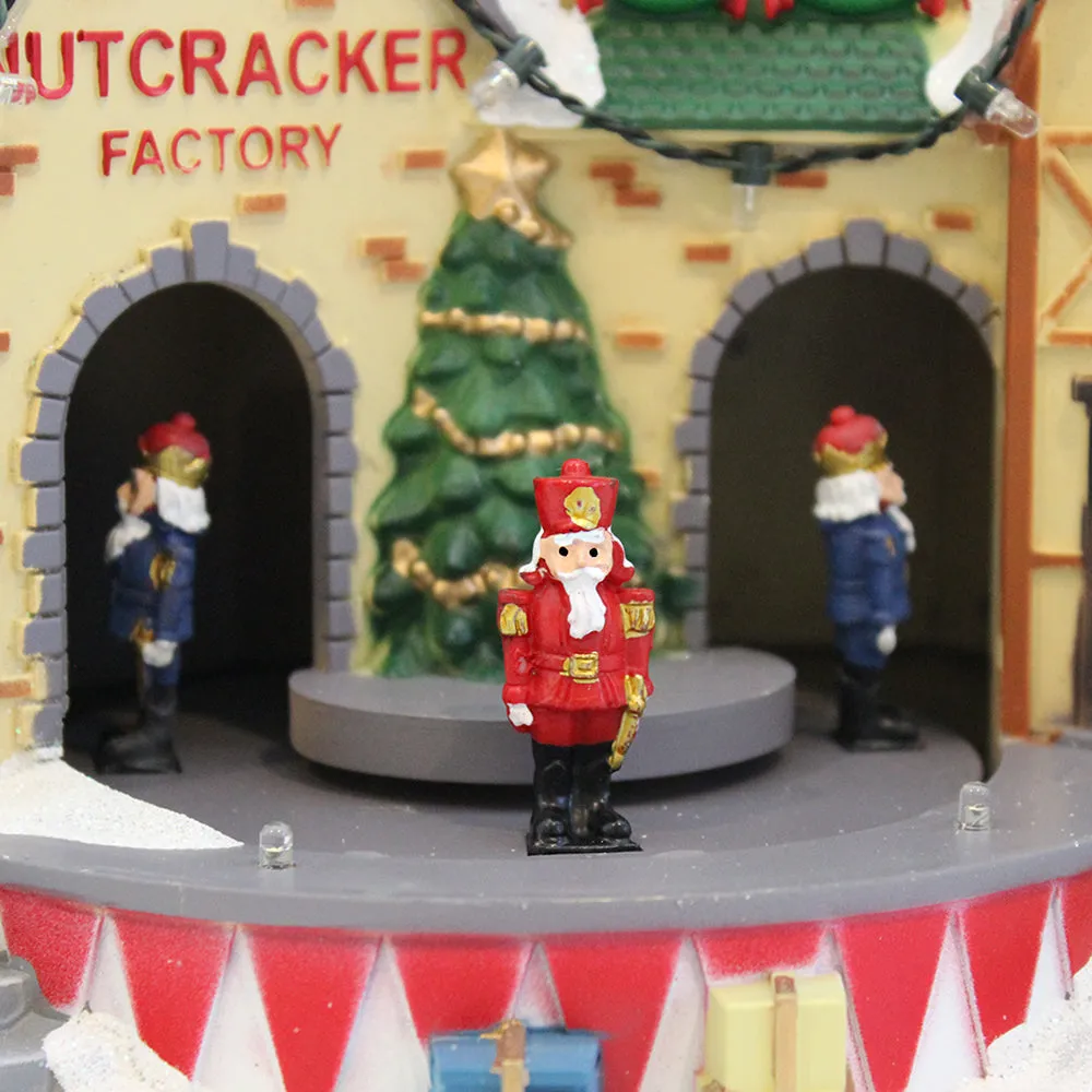 Animated Christmas Village Nutcracker Factory Colorful LED Lights Music