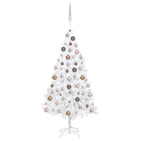 Artificial Christmas Tree with LEDs&Ball Set White 150 cm PVC