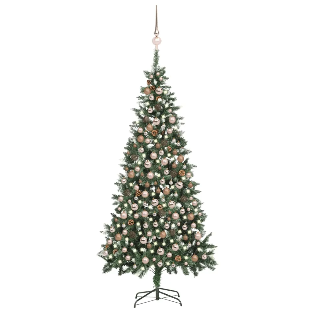 Artificial Christmas Tree with LEDs&Ball Set&Pine Cones 210 cm