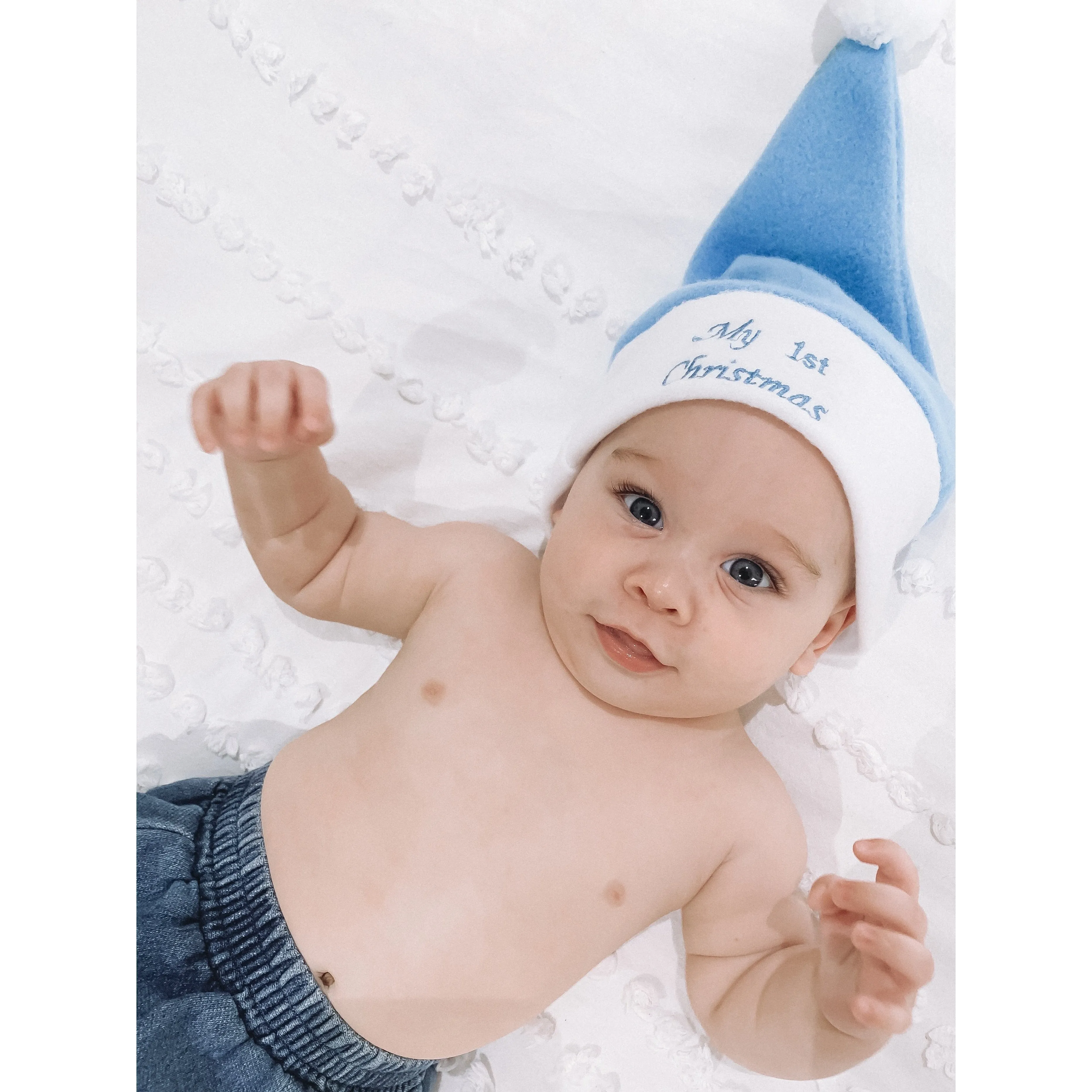 Baby Christmas Santa Hat - Baby Blue