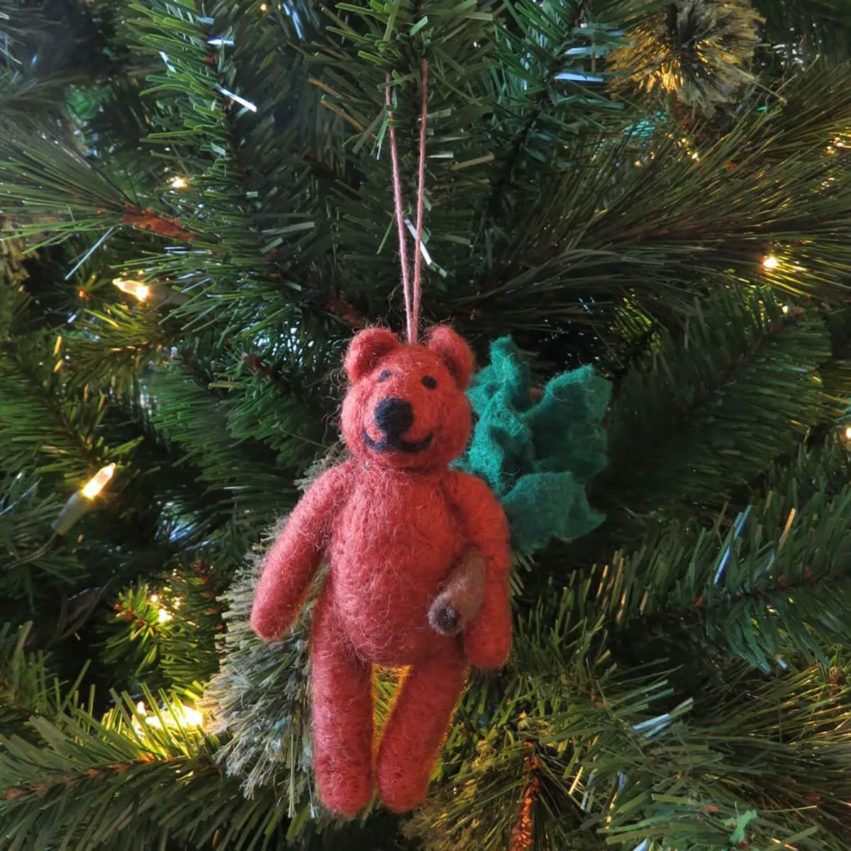 Bear With Tree Hanging Christmas Decoration by Felt So Good