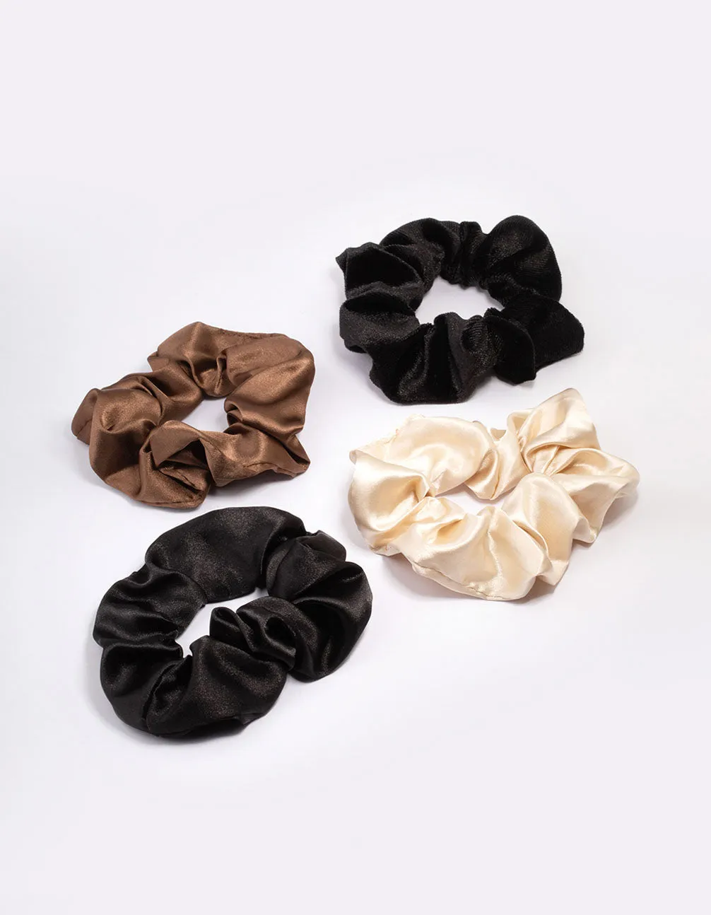 Black & Neutral Christmas Hair Scrunchie Gift 4-Pack