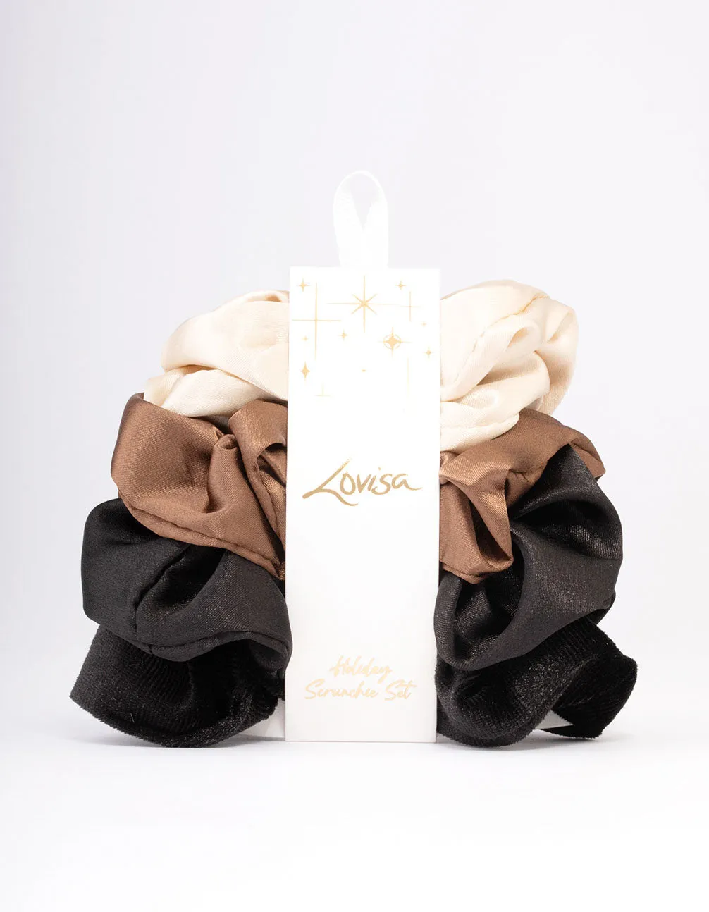 Black & Neutral Christmas Hair Scrunchie Gift 4-Pack