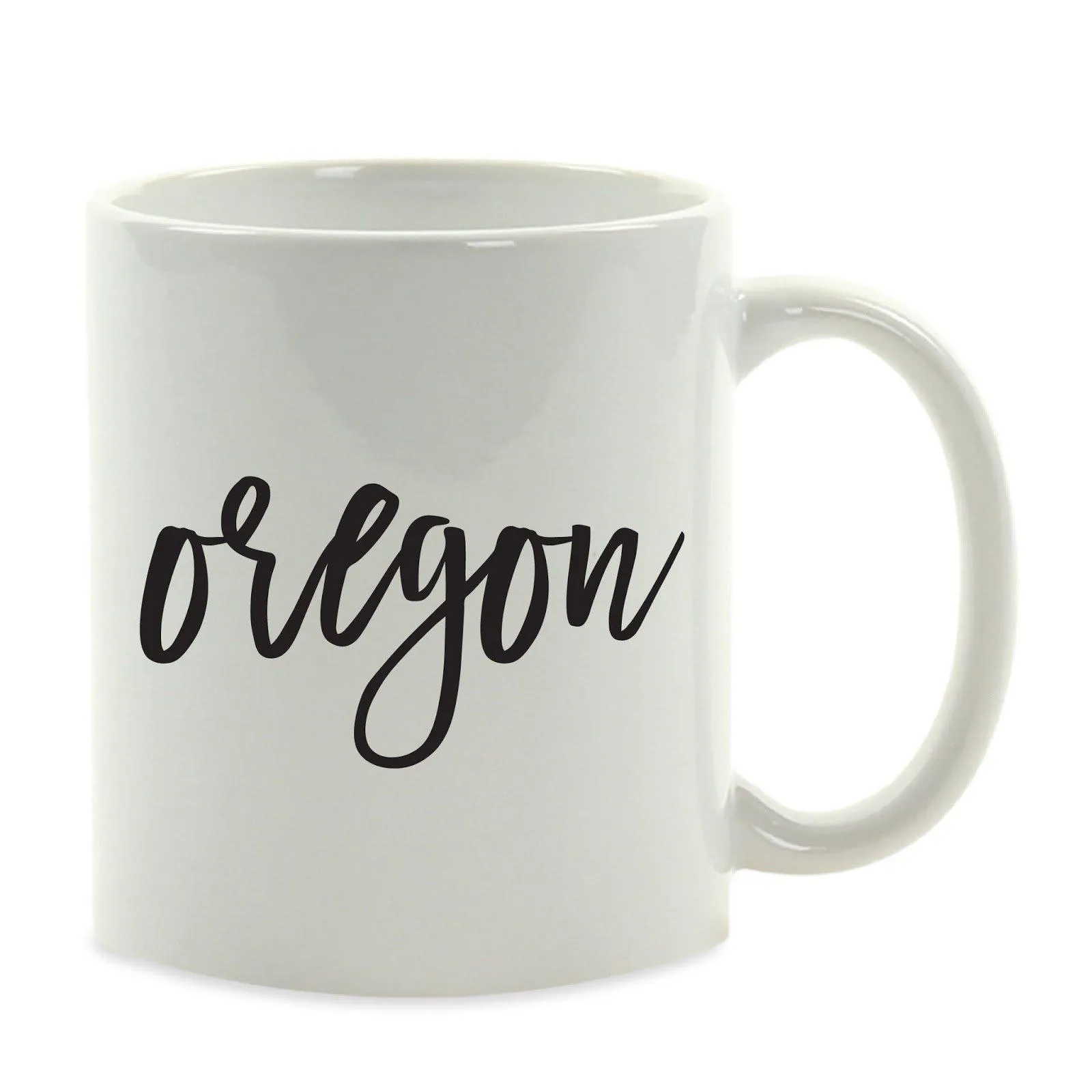 Black Calligraphy US State Ceramic Coffee Mug